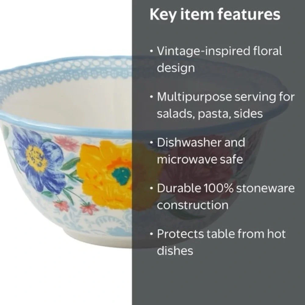 The Pioneer Woman Brilliant Blooms Stoneware Bowl